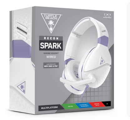 Turtle Beach Recon Spark Wired Gaming Headset for Nintendo Switch/Xbox One/Series X|S/PlayStation 4/5 - White/Purple