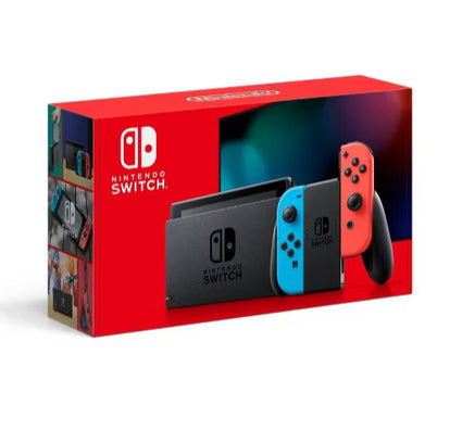 Nintendo Switch with Neon Blue and Neon Red Joy-Con