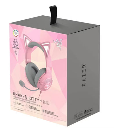 Razer Kraken Kitty V2 USB Headset with RGB Kitty Ears - Quartz Edition