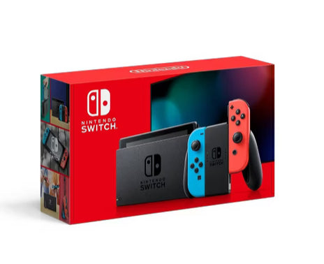 Nintendo Switch with Neon Blue and Neon Red Joy-Con